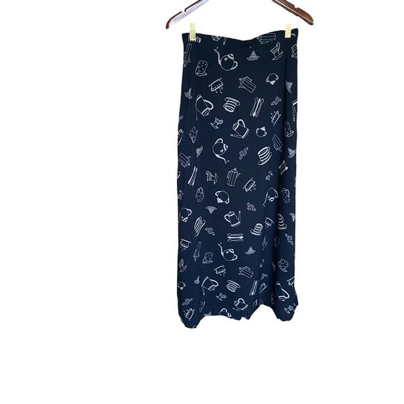 Vintage 90s Christopher & Banks Coffee Print Skirt Black 1998 Small - Picture 1 of 10